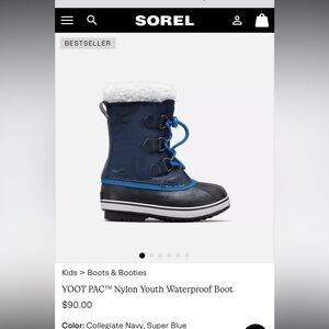 Sorel Youth Yoot Pac Nylon Boots Collegiate Navy